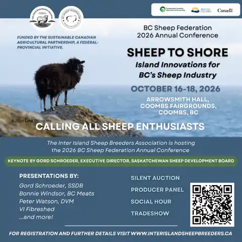 Sheep to Shore — 2026 BC Sheep Federation Annual Conference (click for printable PDF flyer)